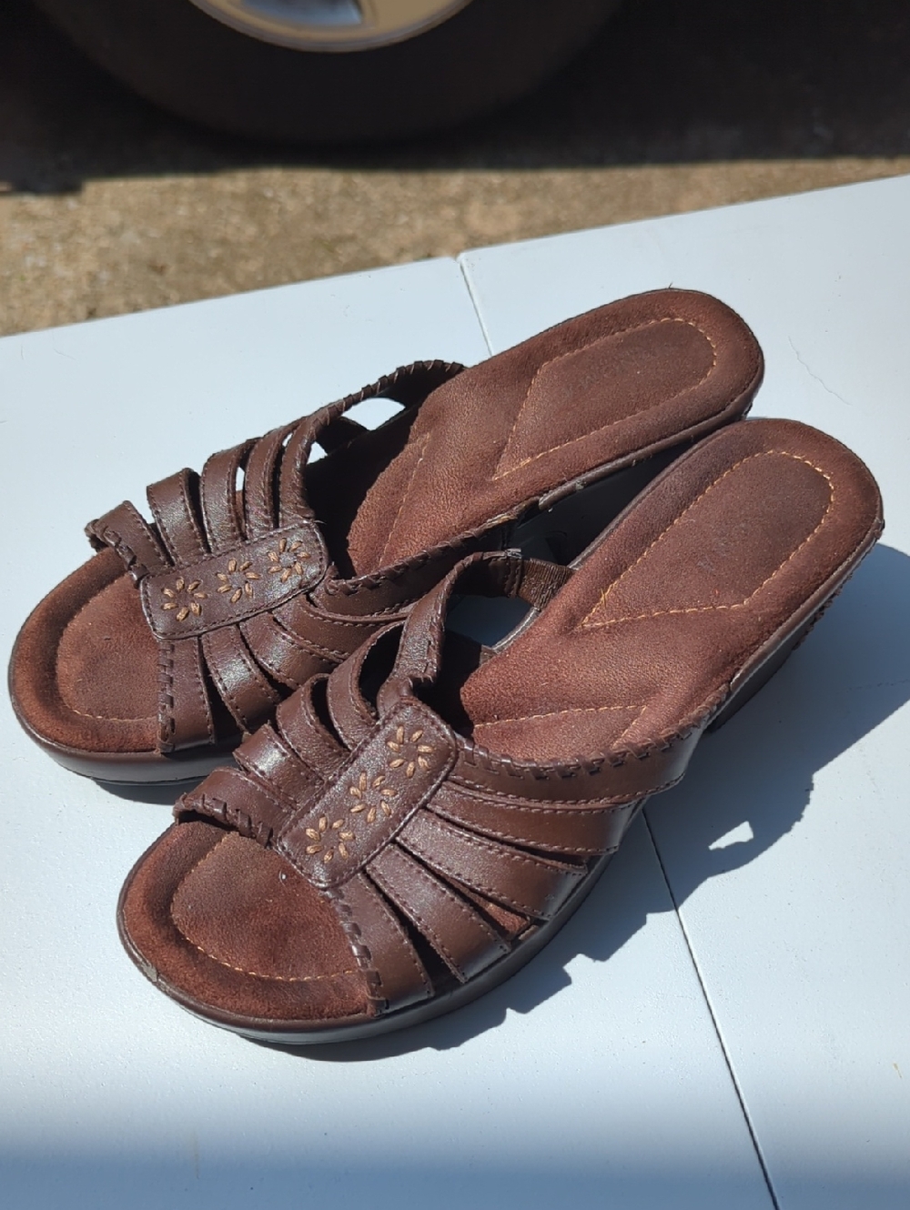 Brown Women's Slip-On Comfort Sandals